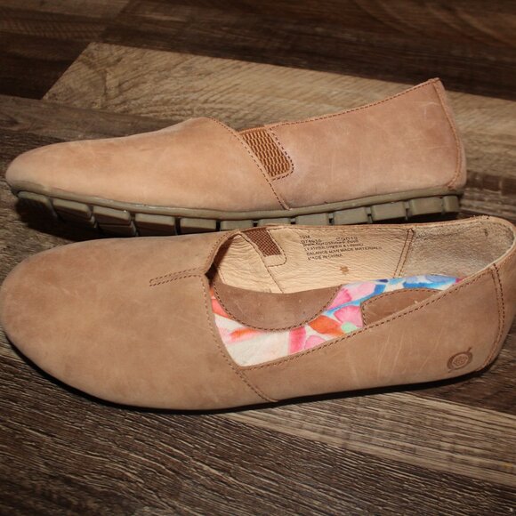 BORN Shoes Sebra Women's Leather Comfort Driving Flat Shoes Sz 10 Mules - Picture 6 of 11